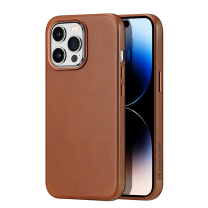 Naples Card Slots Magnetic iPhone 14 Pro Genuine Leather Case Hand-Craft Metal