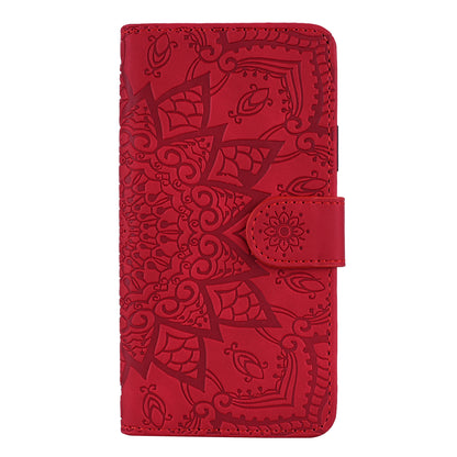 Double Hem iPhone 11 Pro Leather Case Embossing Sunflower Wallet Foldable Stand