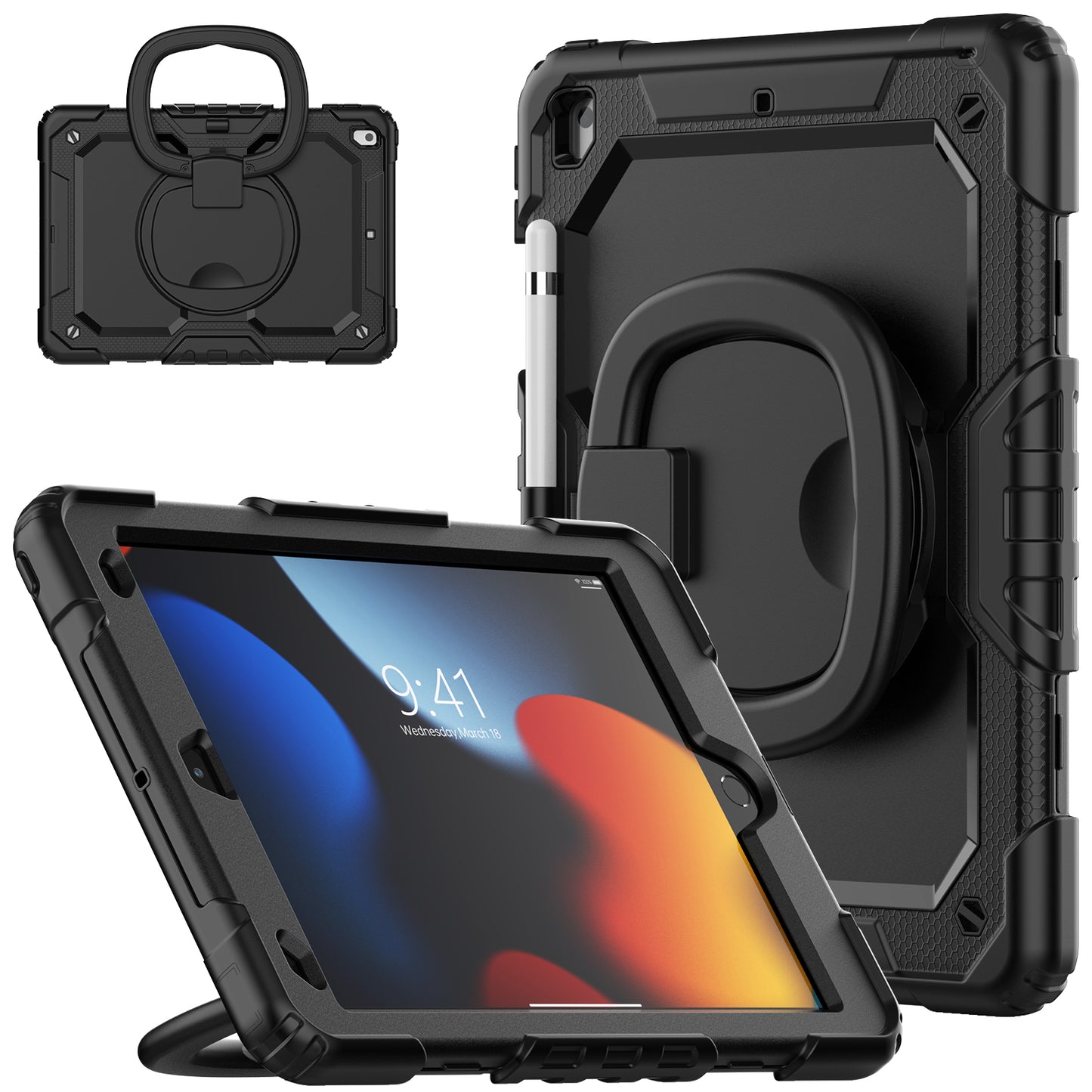 Tough Hook iPad 8 Shockproof Case Rotatable Folding Handle Grip