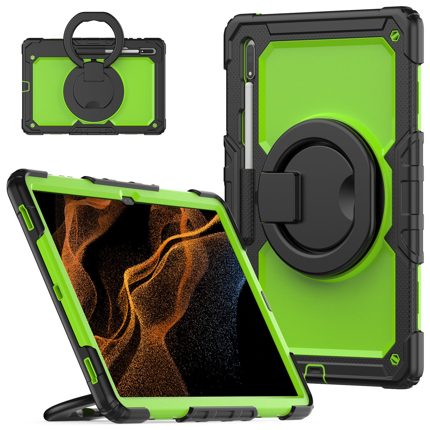 Tough Hook Galaxy Tab S9 Ultra Shockproof Case Rotatable Folding Handle Grip