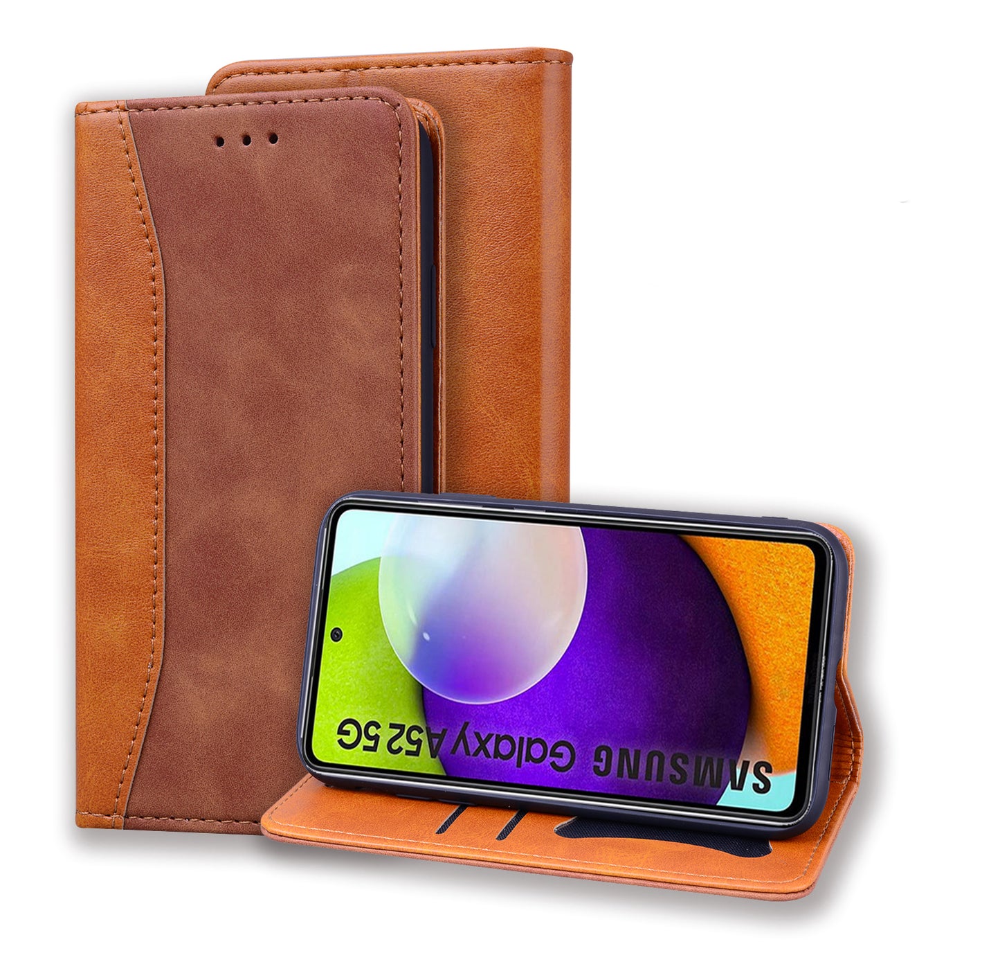 Business Stitching Galaxy A53 Leather Case Homochromatic Retro Wallet Stand