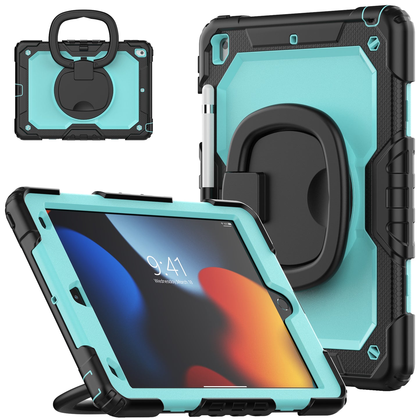 Tough Hook iPad 8 Shockproof Case Rotatable Folding Handle Grip