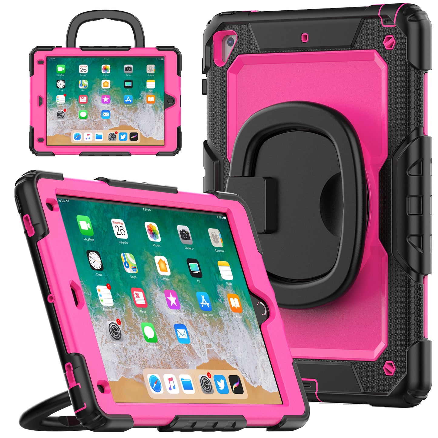 Tough Hook iPad 5 Shockproof Case Rotatable Folding Handle Grip