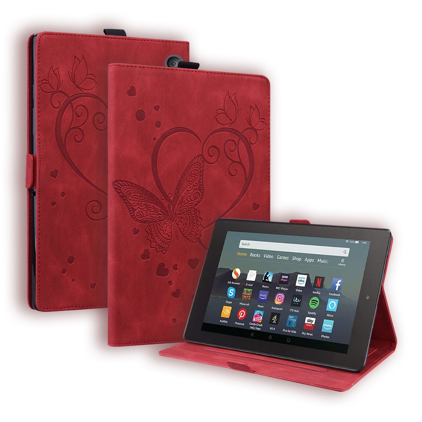 Love Butterfly New Kindle (2022) Grils Leather Case Embossing Wallet Flip Stand