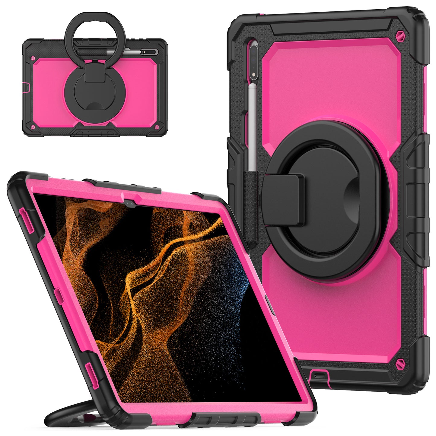 Tough Hook Galaxy Tab S9 Ultra Shockproof Case Rotatable Folding Handle Grip