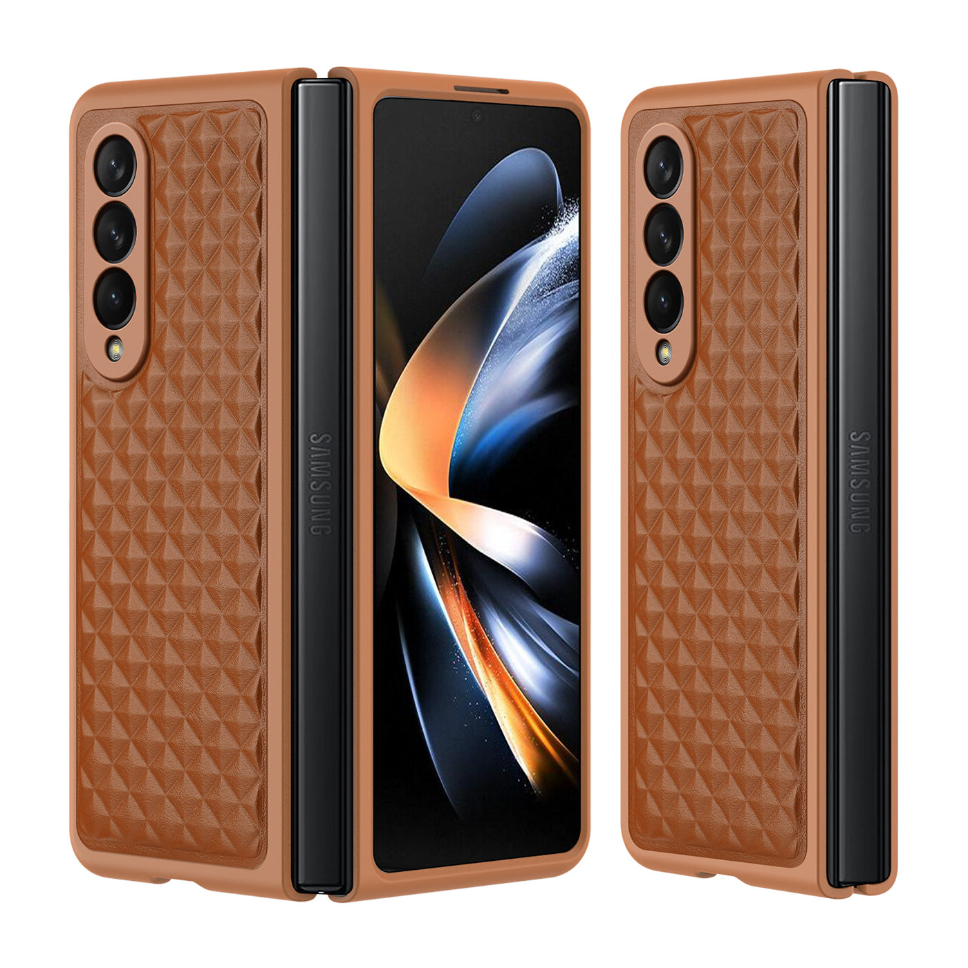 Venice Rhombus Galaxy Z Fold4 Genuine Leather Case Premium Full Protection Rugged