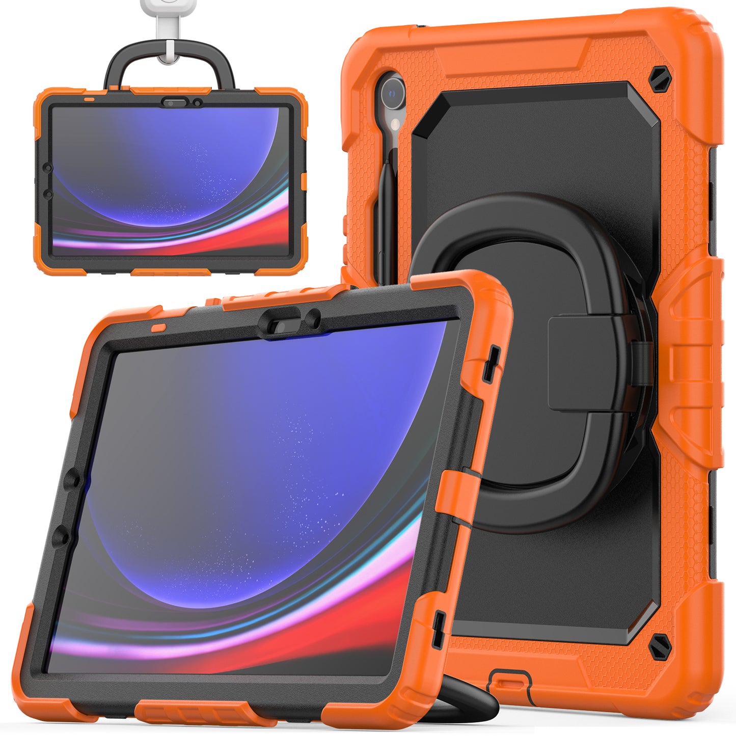 Tough Hook Galaxy Tab S9 Shockproof Case Rotatable Folding Handle Grip