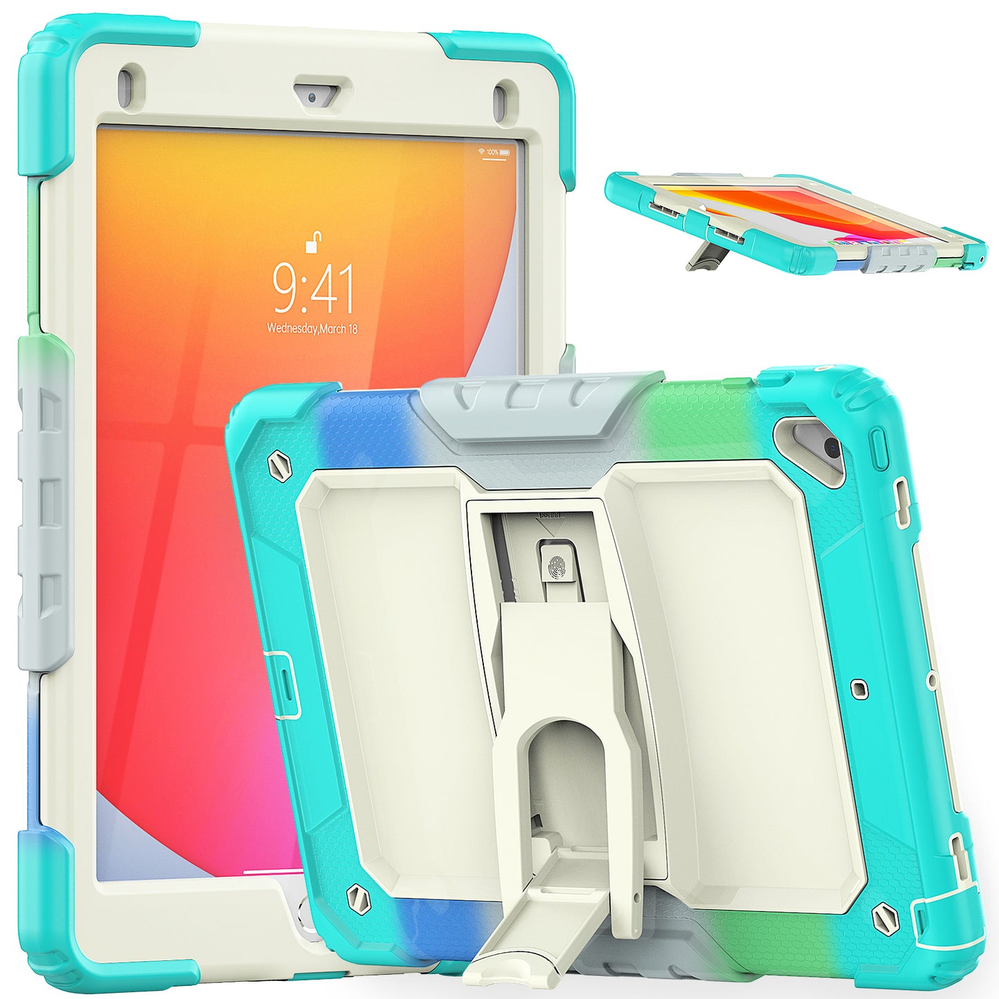 Kickstand iPad 5 Shockproof Case Built-in Screen Protector Shoulder Strap Detachable