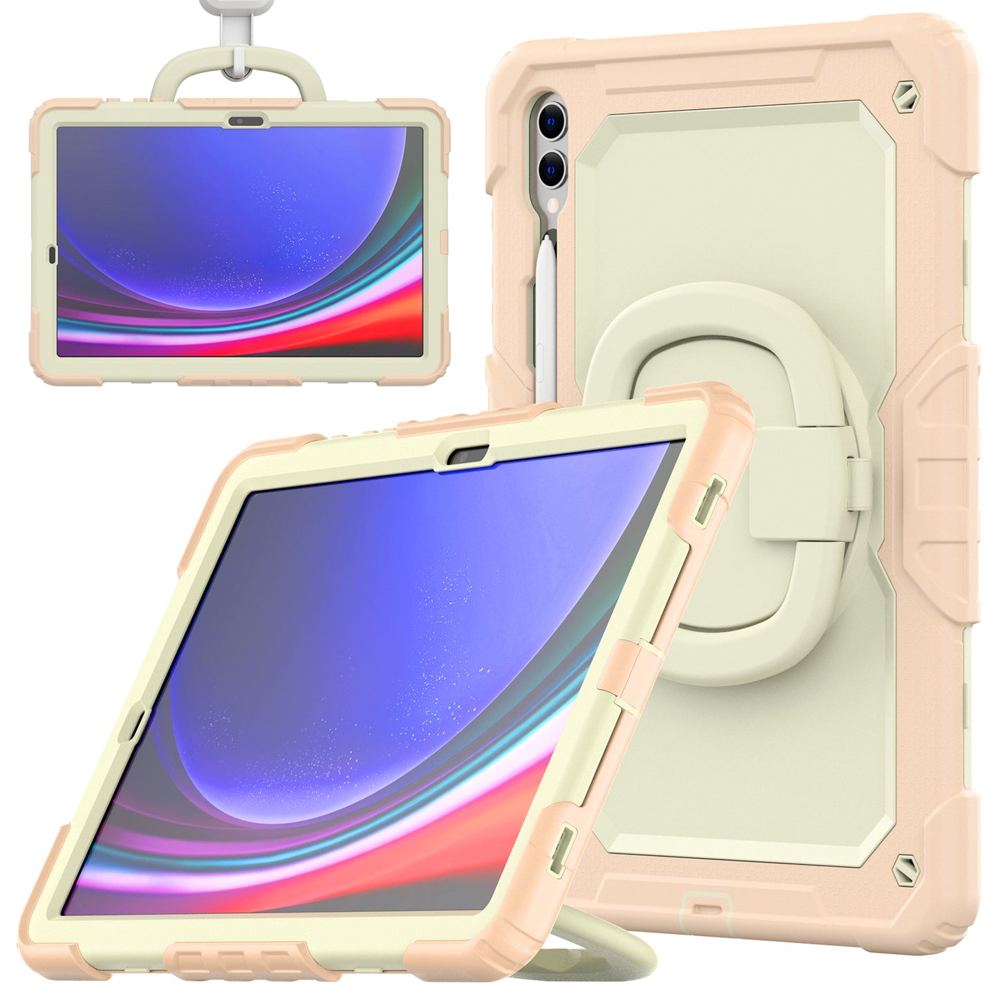 Tough Hook Galaxy Tab S9 FE+ Shockproof Case Rotatable Folding Handle Grip