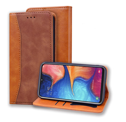 Business Stitching Galaxy A30 Leather Case Homochromatic Retro Wallet Stand