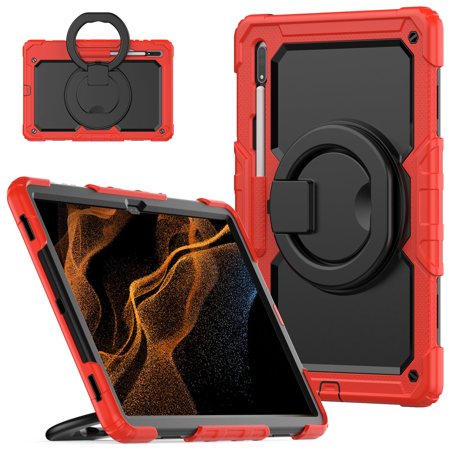 Tough Hook Galaxy Tab S9 Ultra Shockproof Case Rotatable Folding Handle Grip