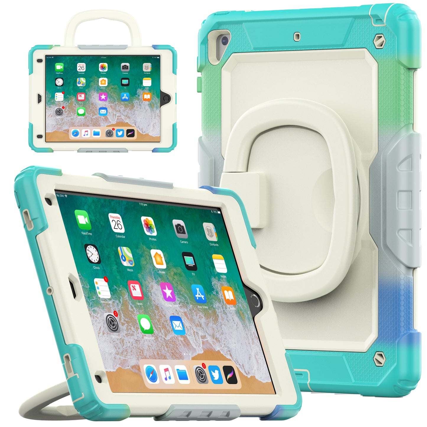 Tough Hook iPad 5 Shockproof Case Rotatable Folding Handle Grip