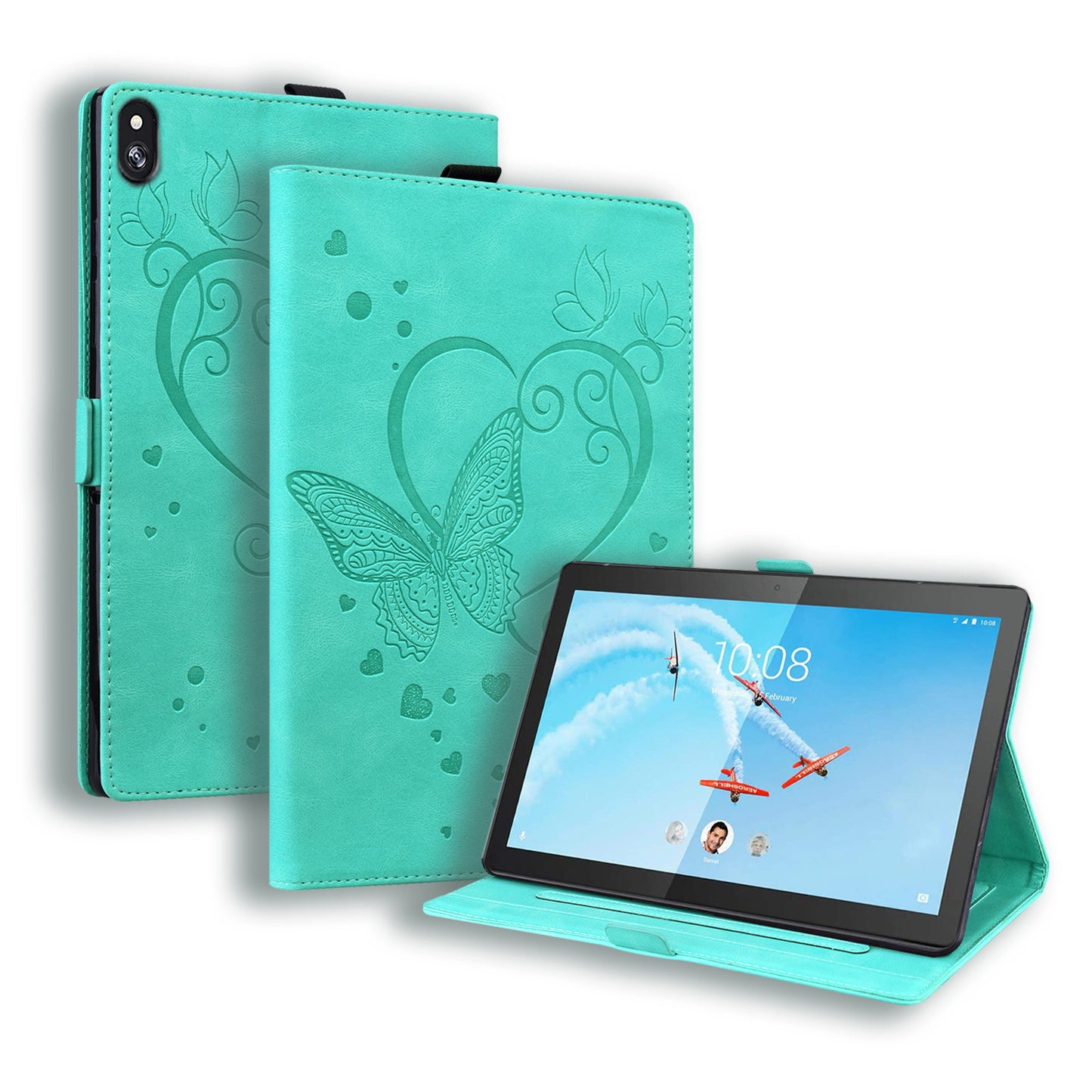 Love Butterfly Lenovo Tab M10 FHD REL (2019) Grils Leather Case Embossing