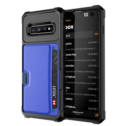 Car Magnetism Galaxy S10 TPU Cover with Leather Card Holder Slim