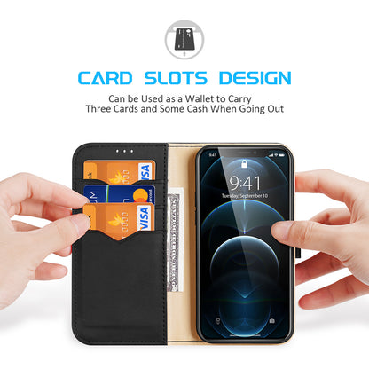 Magnetic Apple iPhone 12 Pro Leather Case RFID Card Slots Magnetic Stand