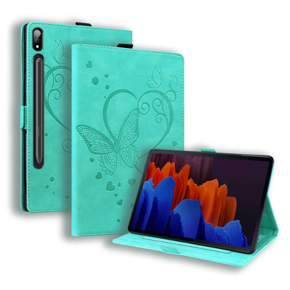 Love Butterfly Galaxy Tab S7 FE Grils Leather Case Embossing Wallet Flip Stand