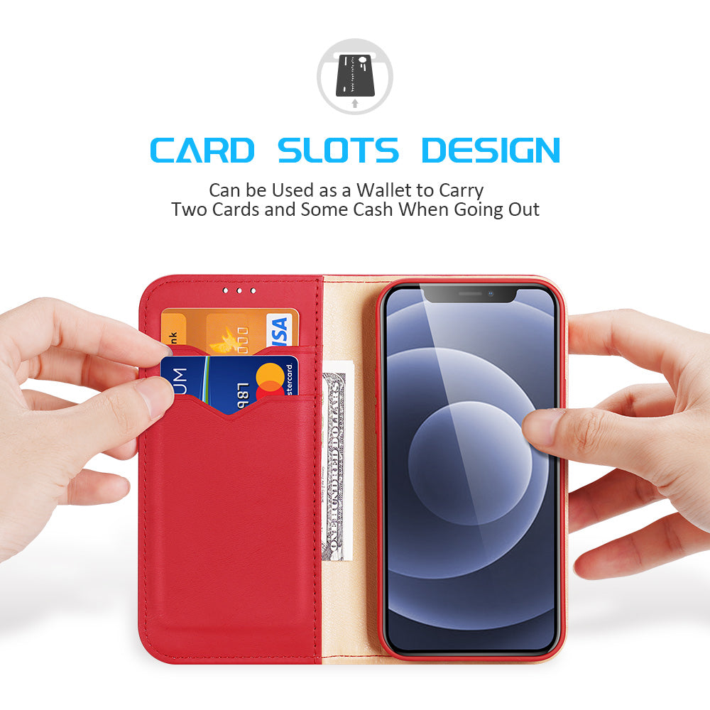 Magnetic Apple iPhone 13 Mini Leather Case RFID Card Slots Magnetic Stand