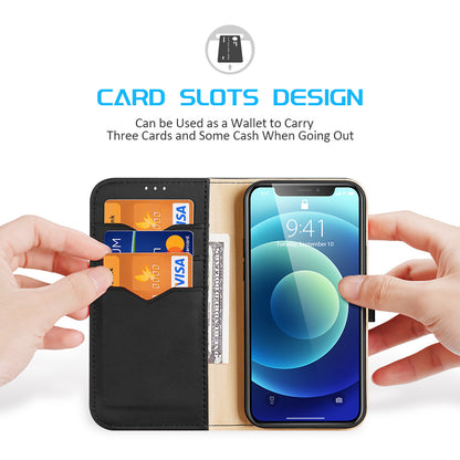 Magnetic Apple iPhone 12 Leather Case RFID Card Slots Magnetic Stand