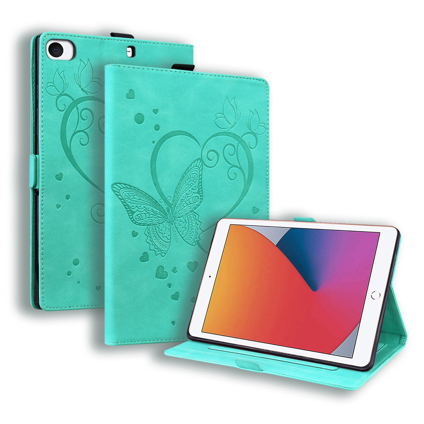 Love Butterfly iPad Mini 5 Grils Leather Case Embossing Wallet Flip Stand