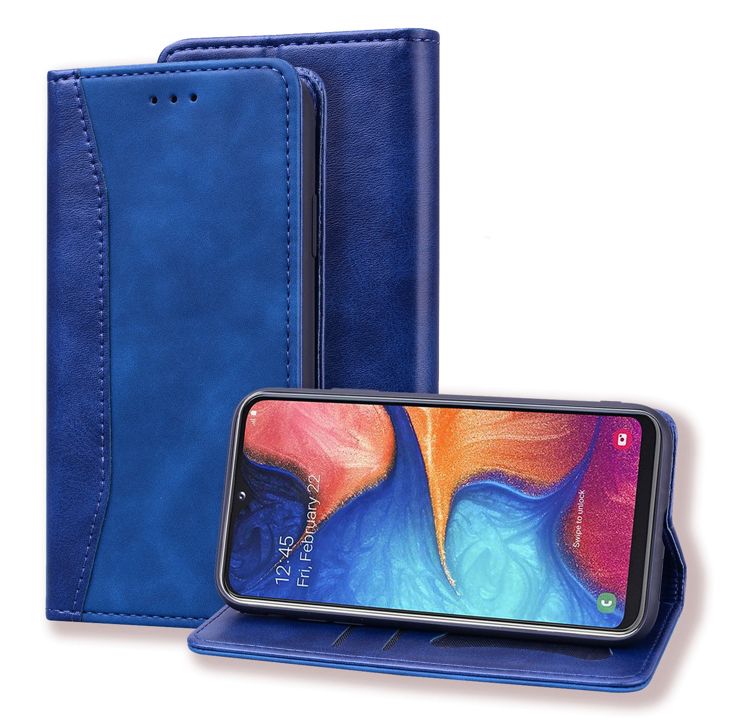 Business Stitching Galaxy A30 Leather Case Homochromatic Retro Wallet Stand