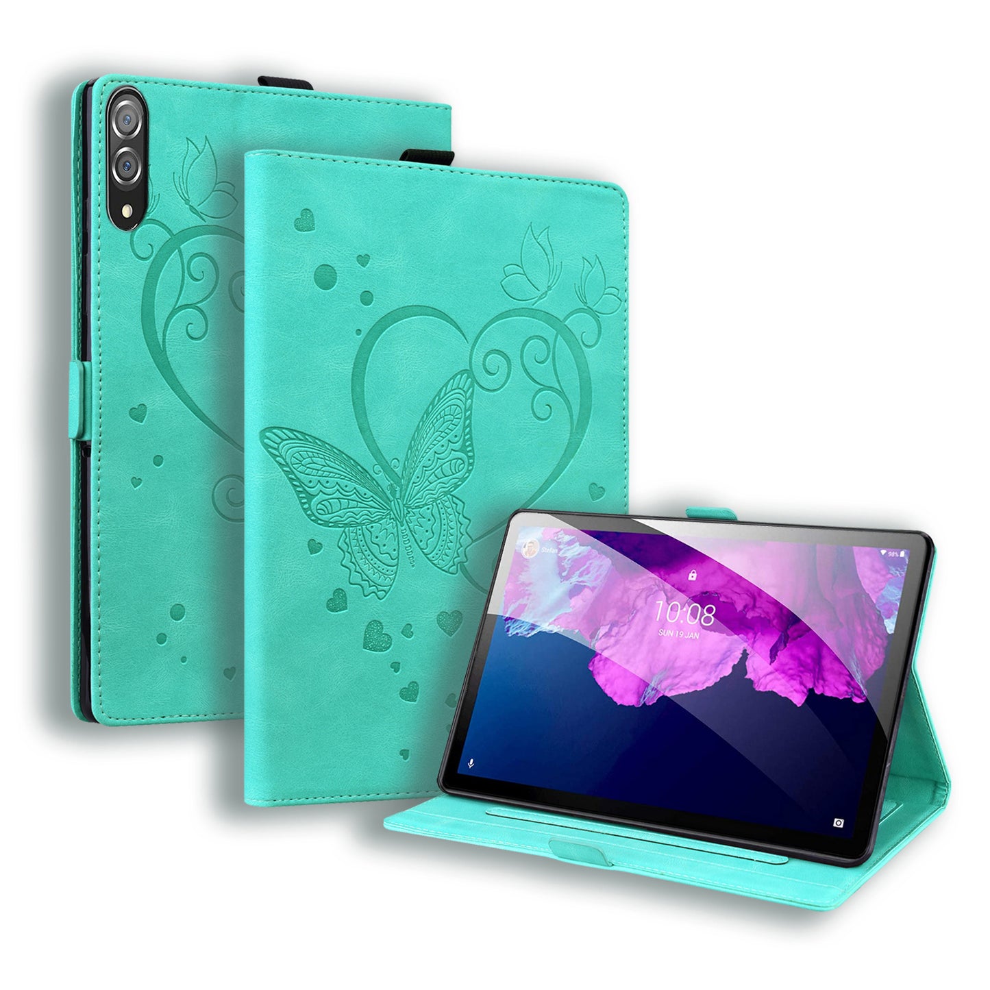 Love Butterfly Lenovo Tab P11 Plus (2023) Grils Leather Case Embossing Wallet Flip Stand