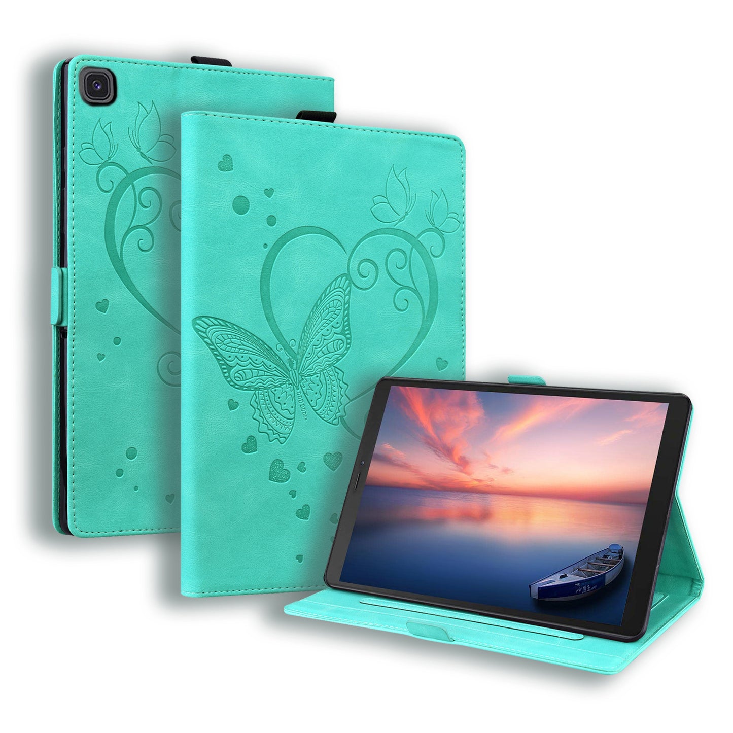 Love Butterfly Galaxy Tab A 8.0 (2019) Grils Leather Case Embossing Wallet Flip Stand