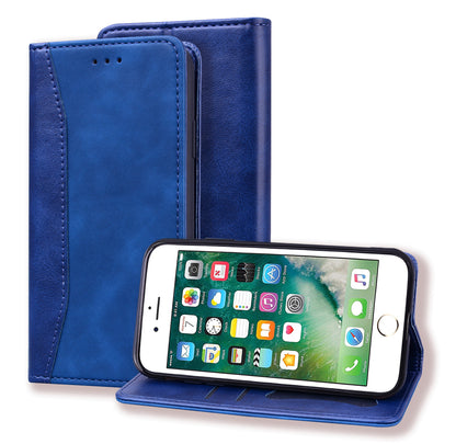 Business Stitching iPhone 8 Plus Leather Case Homochromatic Retro Wallet Stand