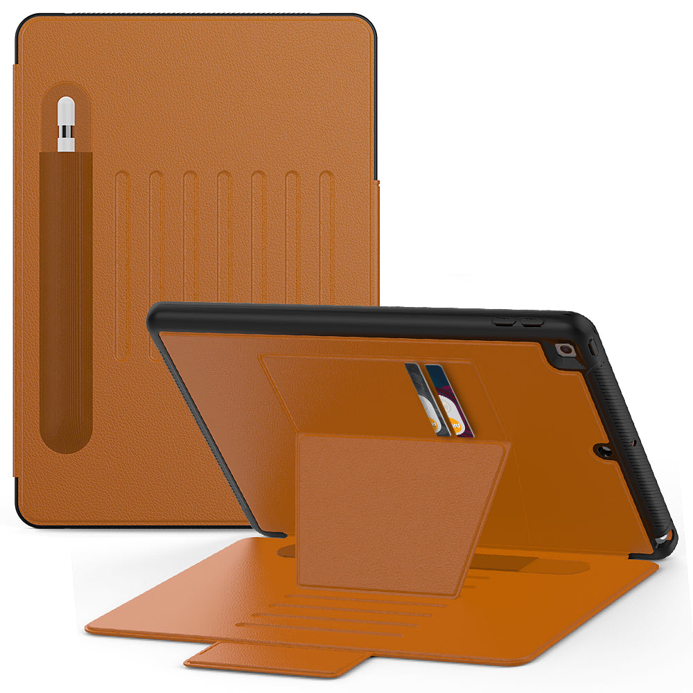 Smart Multiple iPad 7 Shockproof Case Leather Wallet Stand with Pencil Holder