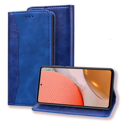 Business Stitching Galaxy A71 Leather Case Homochromatic Retro Wallet Stand