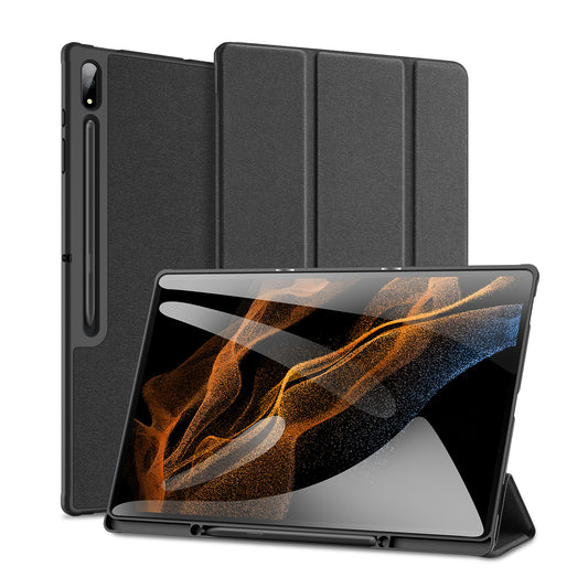 Domo Flip Samsung Galaxy Tab S8 Ultra Leather Case Smart Magnetic Tri-fold Stand