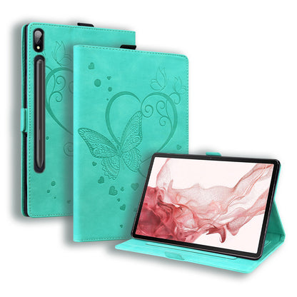 Love Butterfly Galaxy Tab S9 Grils Leather Case Embossing Wallet Flip Stand