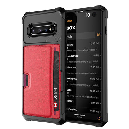 Car Magnetism Galaxy S10 TPU Cover with Leather Card Holder Slim