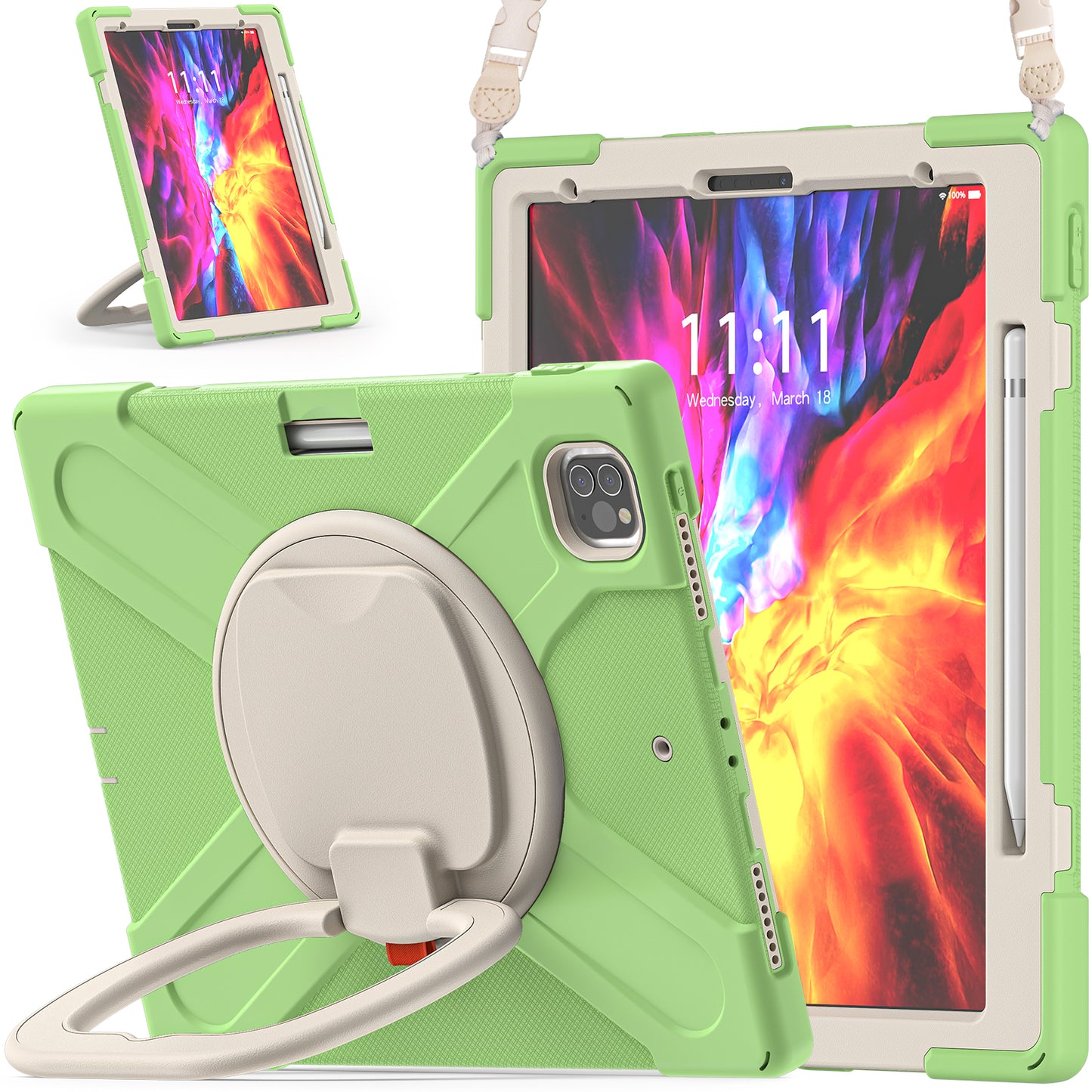 Pirate Box iPad Pro 11 (2021) Case Hook Stand Rotating with Hand Holder Shoulder Strap