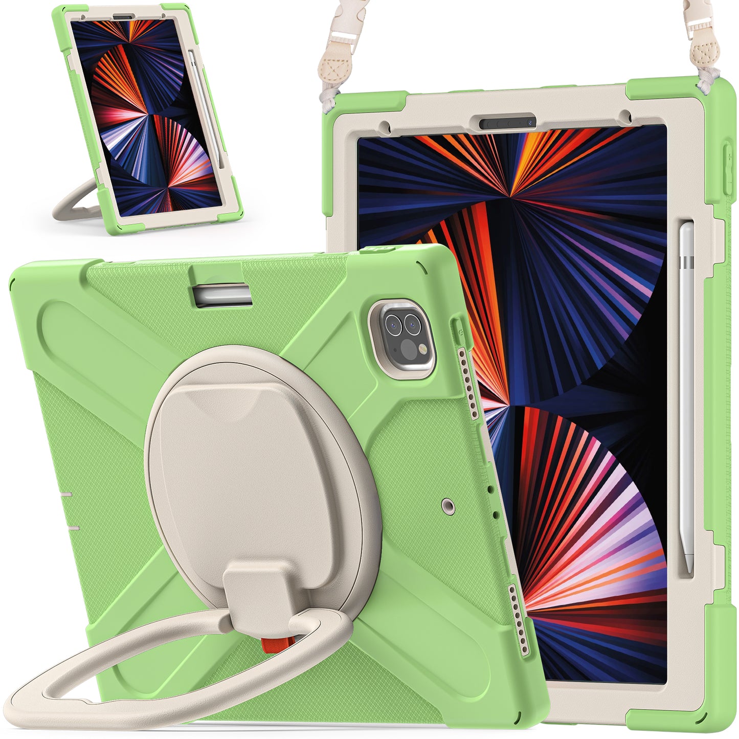 Pirate Box iPad Pro 12.9 (2021) Case Hook Stand Rotating with Hand Holder Shoulder Strap