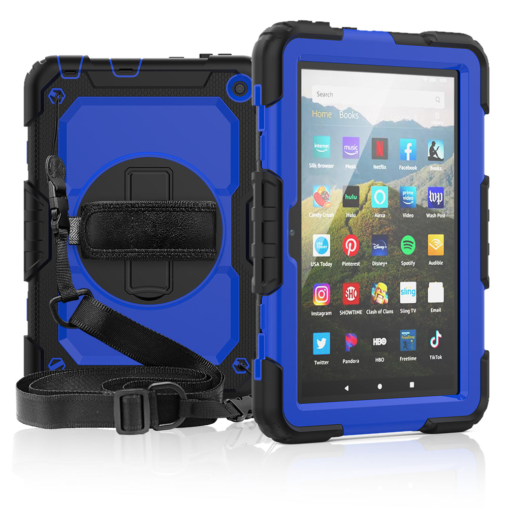 Tough Strap Kindle Fire HD 8 2020 Shockproof Case Built-in Screen Protector