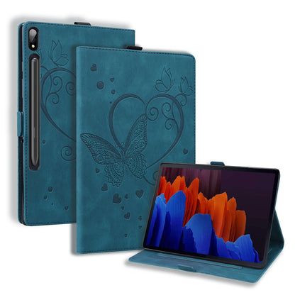 Love Butterfly Galaxy Tab S8+ Grils Leather Case Embossing Wallet Flip Stand