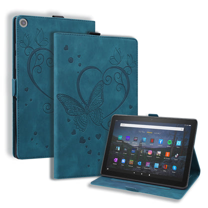 Love Butterfly Kindle Fire HD10 (2017) Grils Leather Case Embossing Wallet Flip Stand