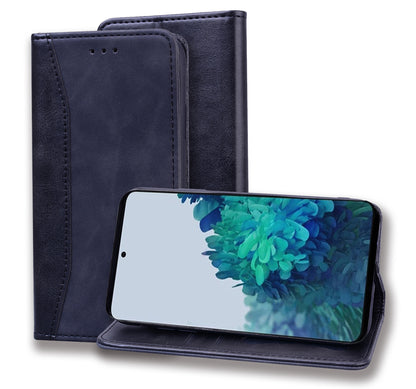 Business Stitching Galaxy S21 Leather Case Homochromatic Retro Wallet Stand