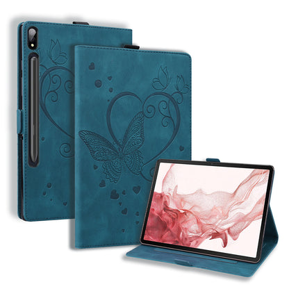 Love Butterfly Galaxy Tab S9 Grils Leather Case Embossing Wallet Flip Stand