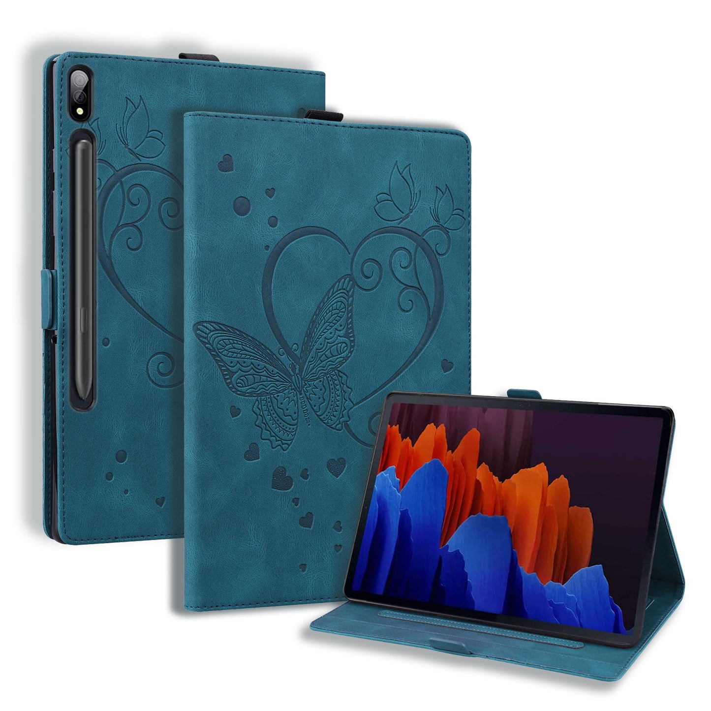 Love Butterfly Lenovo Tab P12 Pro (2021) Grils Leather Case Embossing Wallet Flip Stand