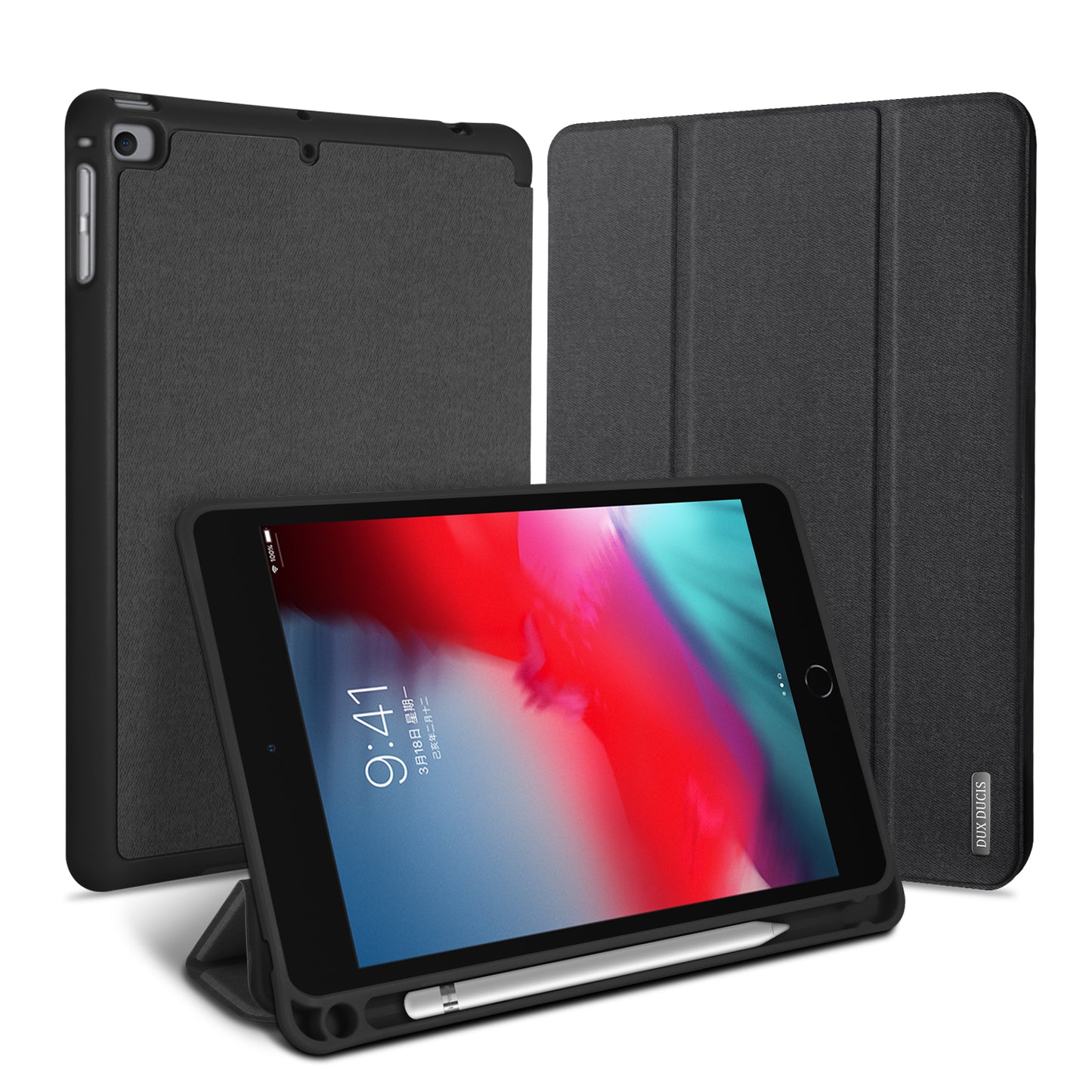 Domo Flip Apple iPad Mini 5 Leather Case Smart Magnetic Tri-fold Stand