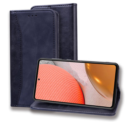 Business Stitching Galaxy A71 Leather Case Homochromatic Retro Wallet Stand