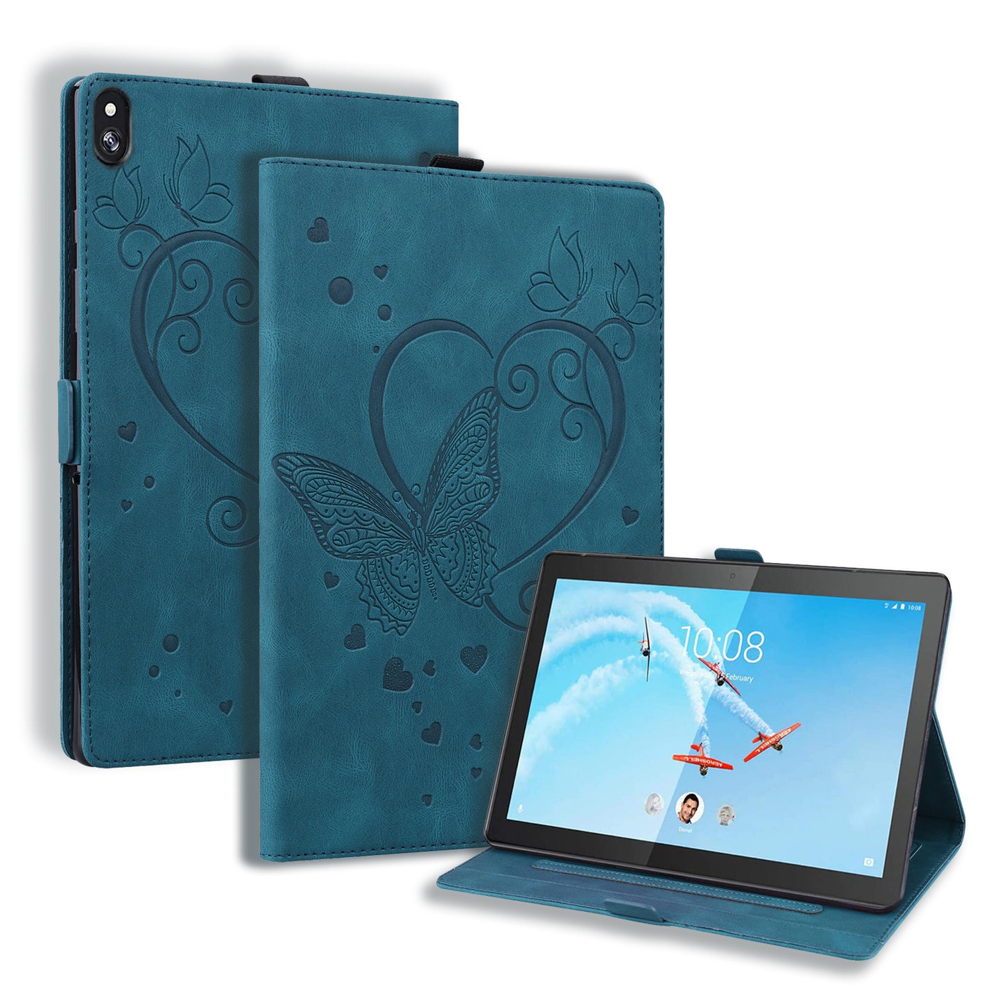 Love Butterfly Lenovo Tab M10 FHD REL (2019) Grils Leather Case Embossing