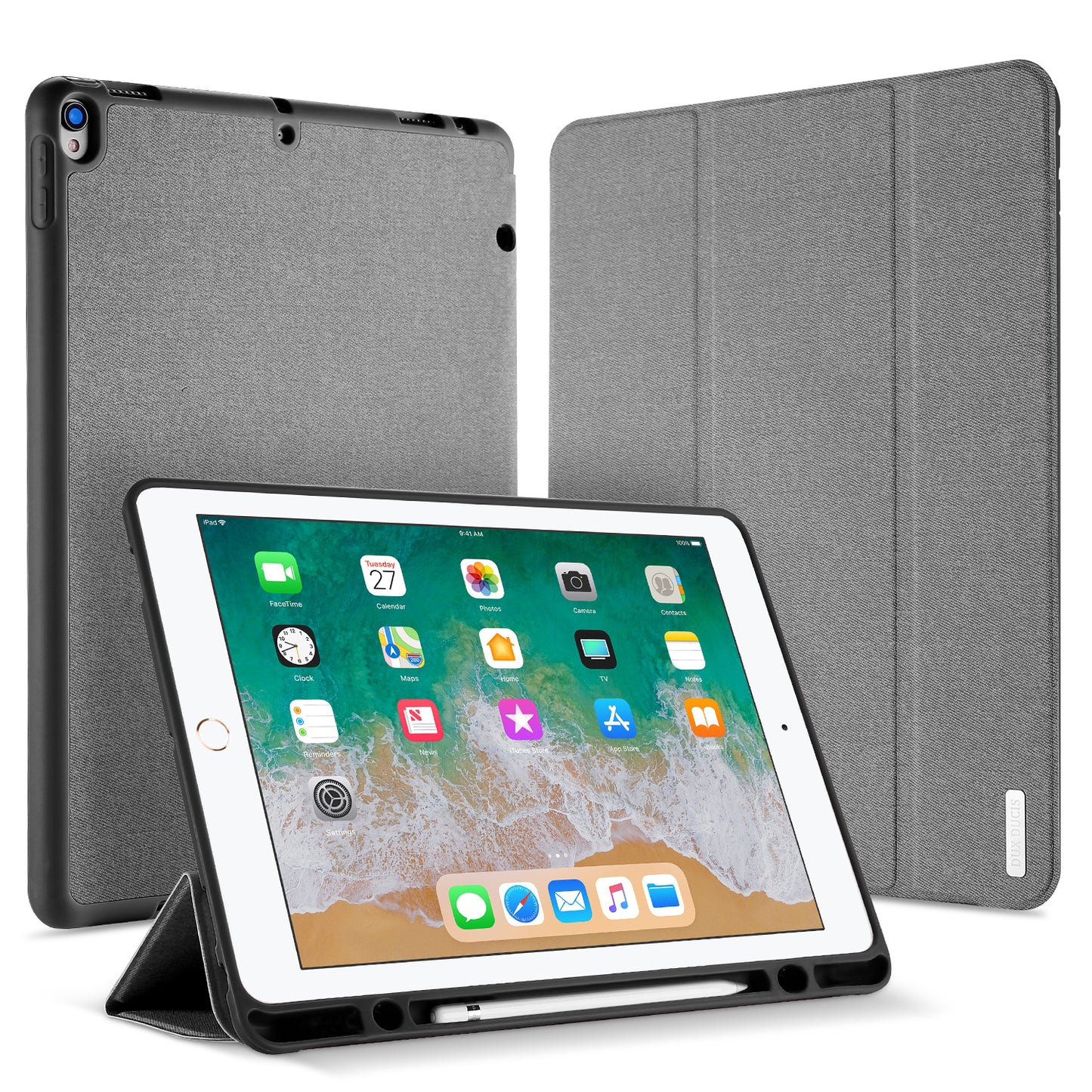 Domo Flip Apple iPad Pro 12.9 (2017) Leather Case Smart Magnetic Tri-fold Stand