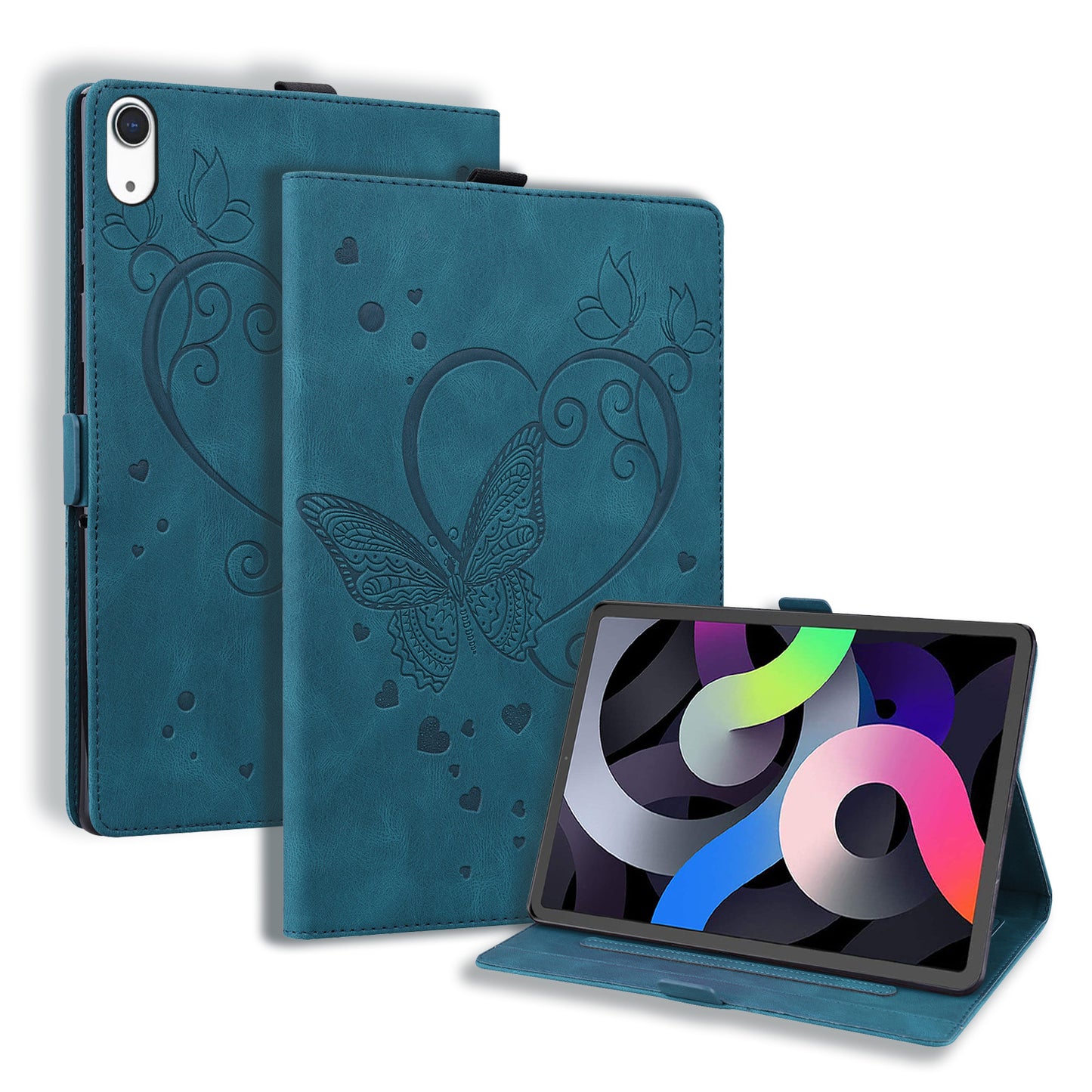 Love Butterfly iPad 10 Grils Leather Case Embossing Wallet Flip Stand