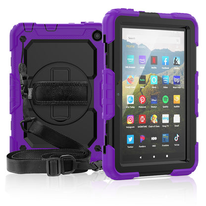 Tough Strap Kindle Fire HD 8 Plus 2020 Shockproof Case Built-in Screen Protector