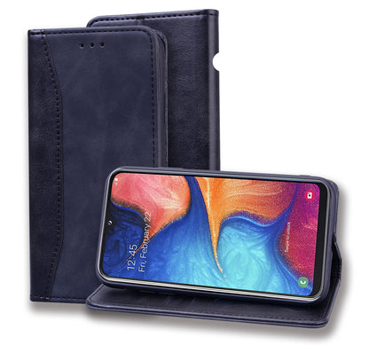 Business Stitching Galaxy A30 Leather Case Homochromatic Retro Wallet Stand