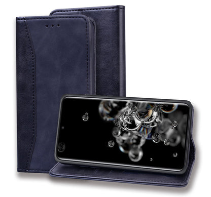 Business Stitching Galaxy S21+ Leather Case Homochromatic Retro Wallet Stand