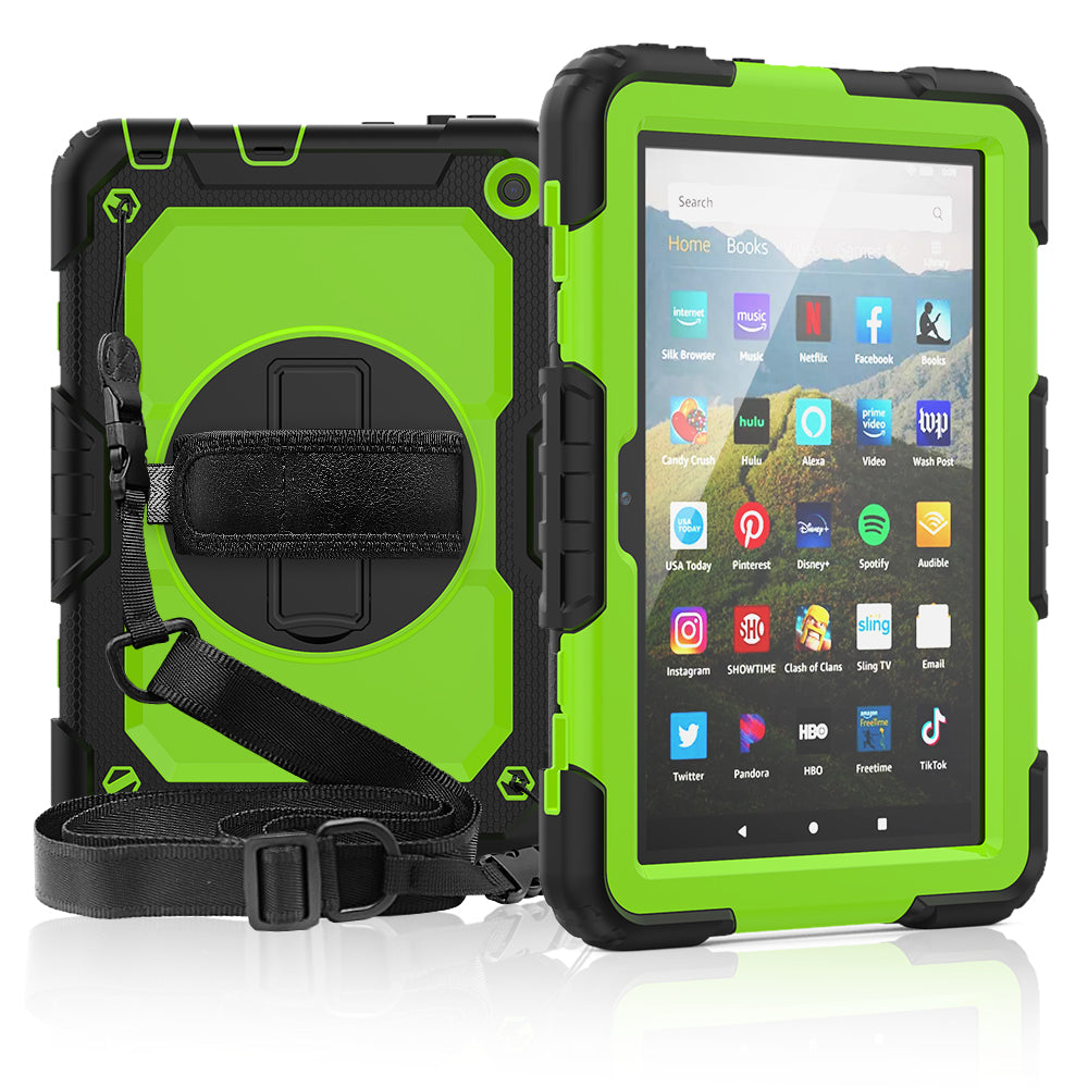 Tough Strap Kindle Fire HD 8 2020 Shockproof Case Built-in Screen Protector