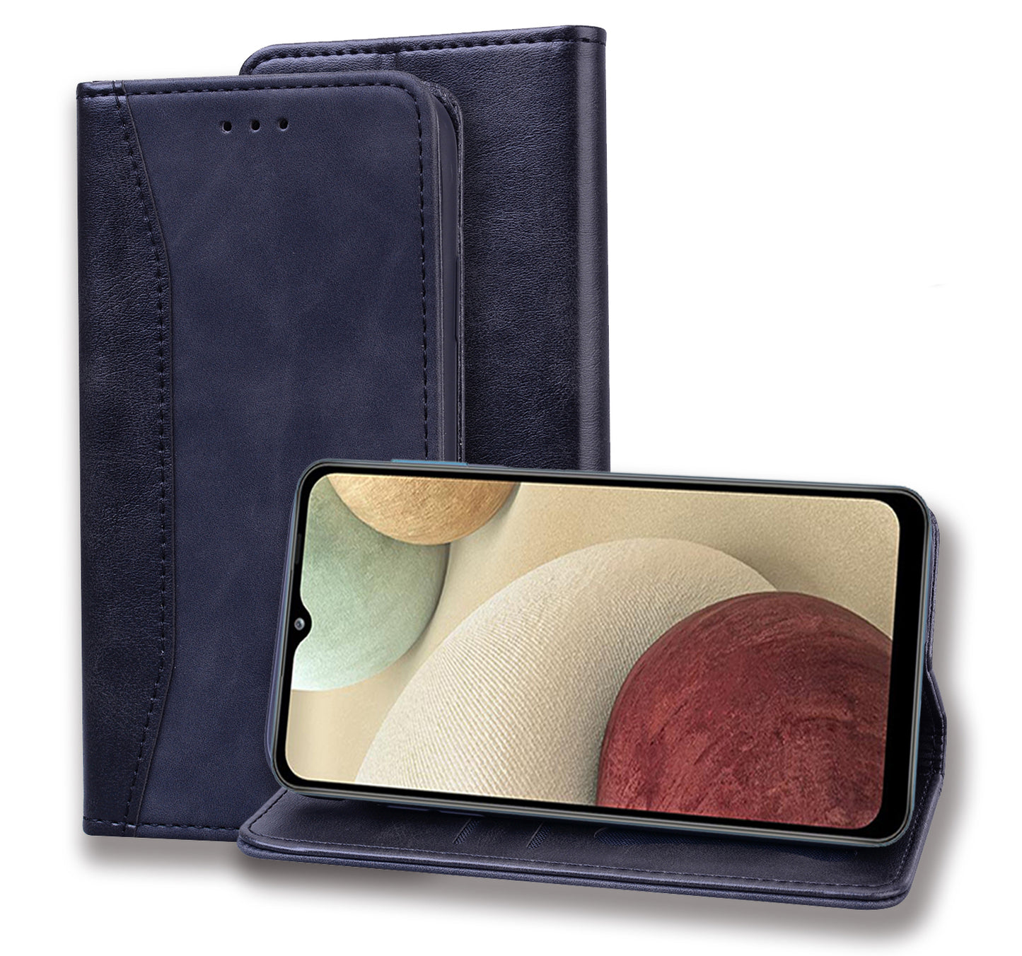 Business Stitching Galaxy A22e Leather Case Homochromatic Retro Wallet Stand